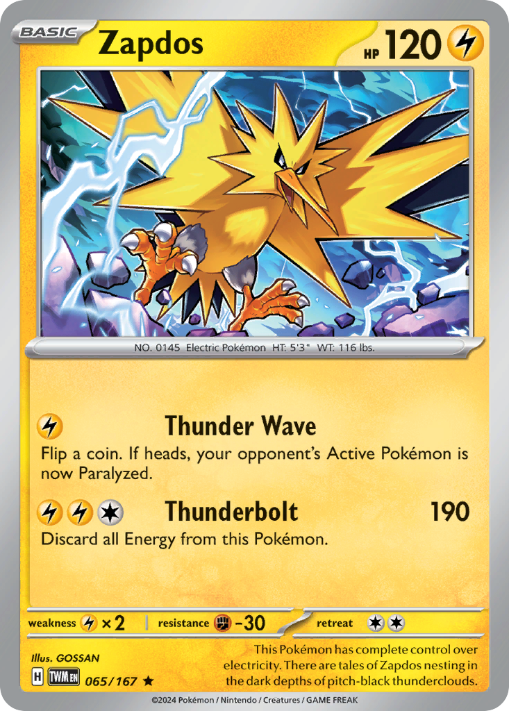 Zapdos – Twilight Masquerade 065/167 Pokémon card