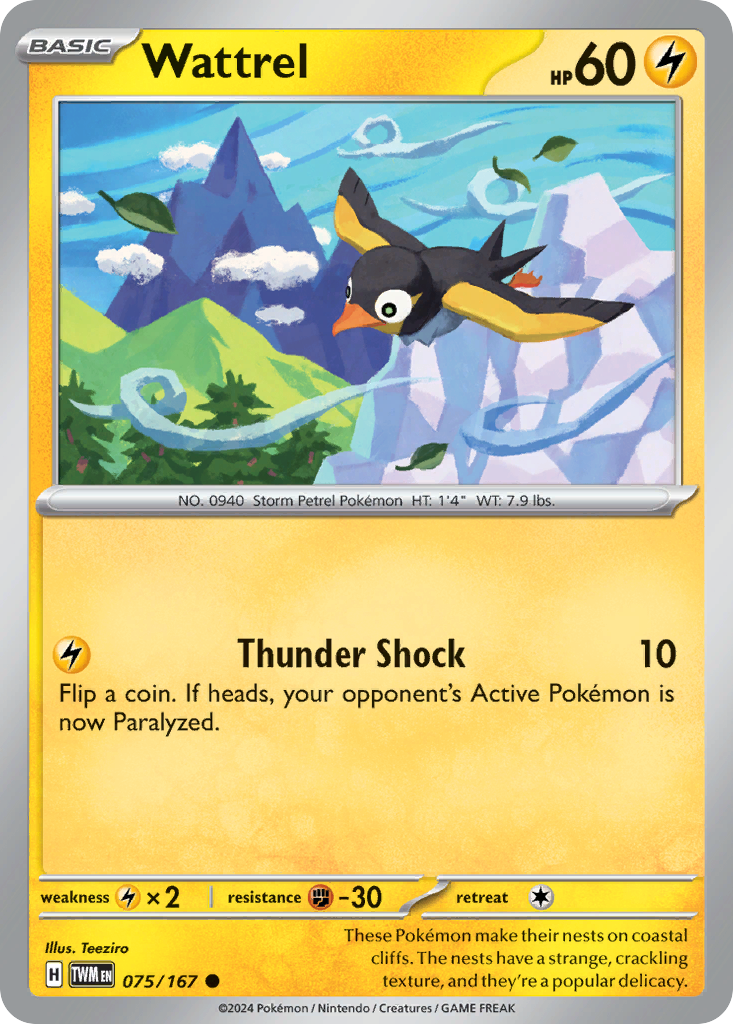 Wattrel – Twilight Masquerade 075/167 Pokémon card