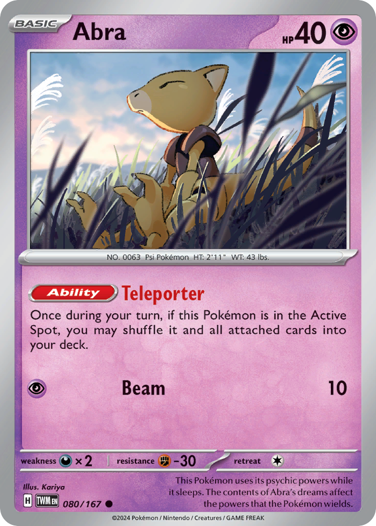 Abra – Twilight Masquerade 080/167 Pokémon card