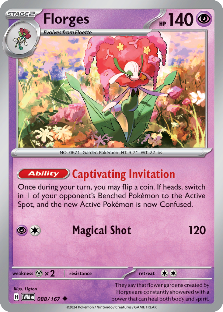 Florges – Twilight Masquerade 088/167 Pokémon card
