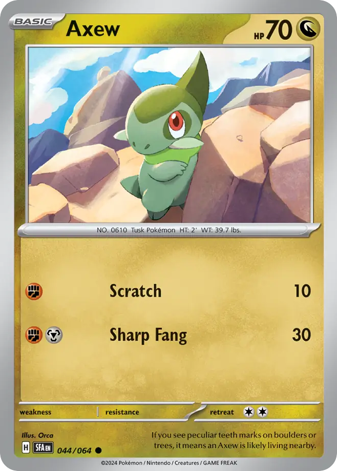 Axew – Shrouded Fable 044/064 Pokémon card
