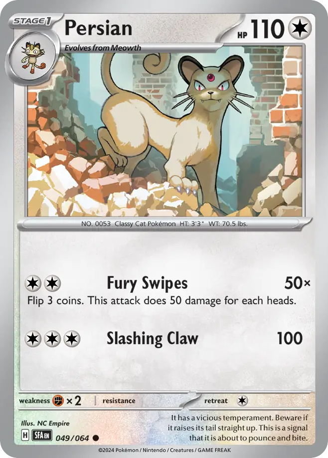 Persian – Shrouded Fable 049/064 Pokémon card