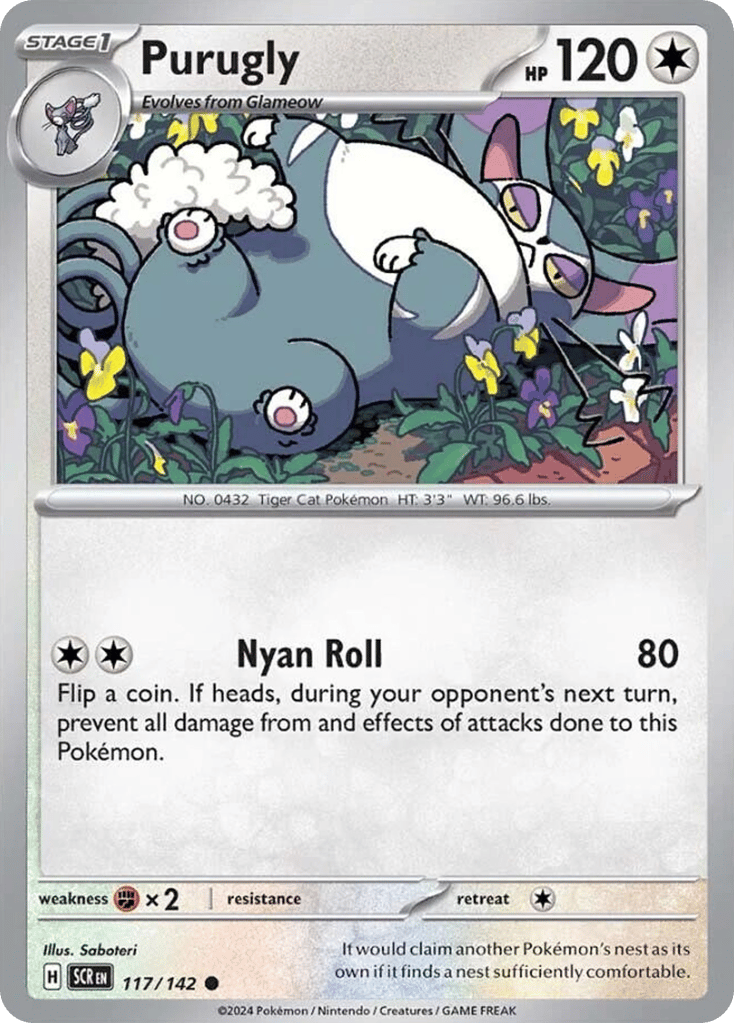 Purugly – Stellar Crown 117/142 Pokémon card