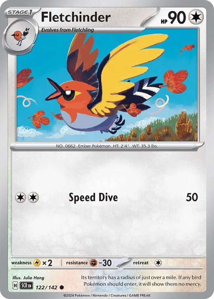 Fletchinder – Stellar Crown 122/142 Pokémon card