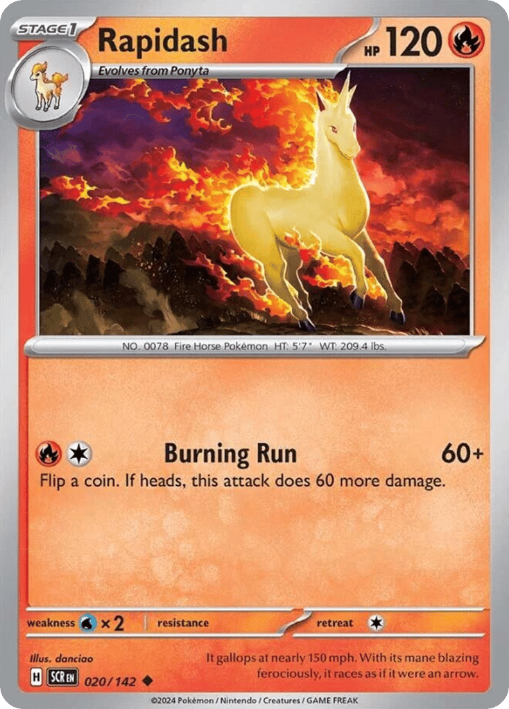 Rapidash – Stellar Crown 020/142 Pokémon card