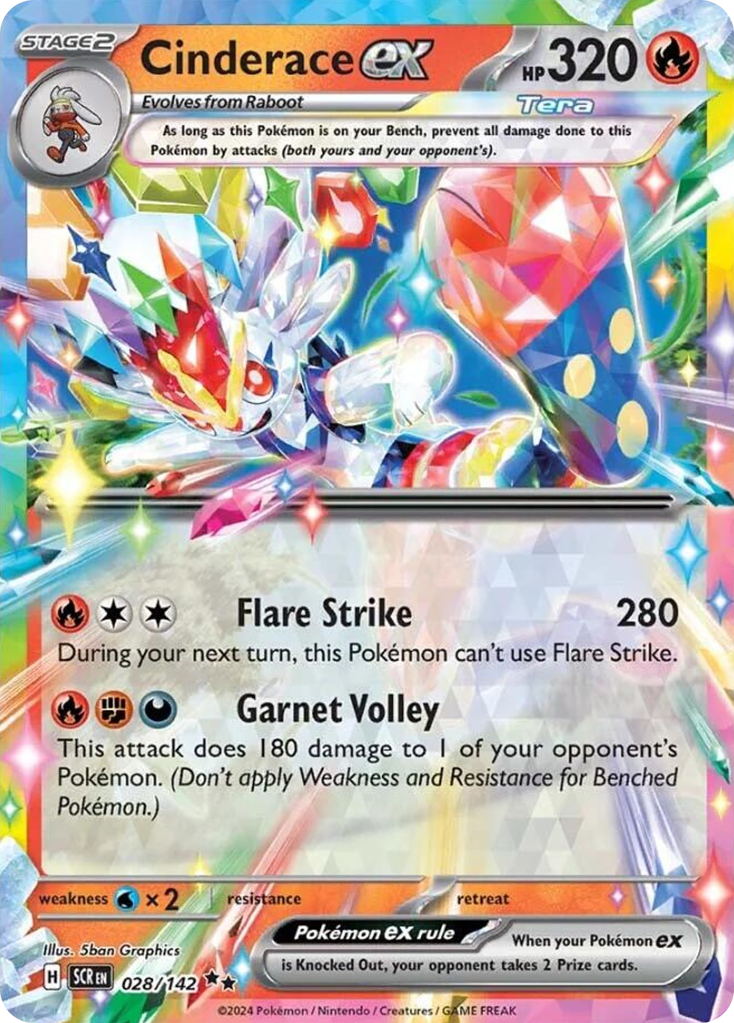 Cinderace ex – Stellar Crown 028/142 Pokémon card