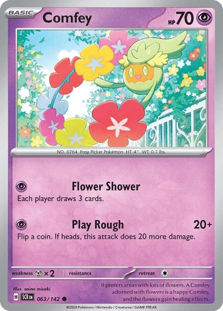 Comfey – Stellar Crown 063/142 Pokémon card