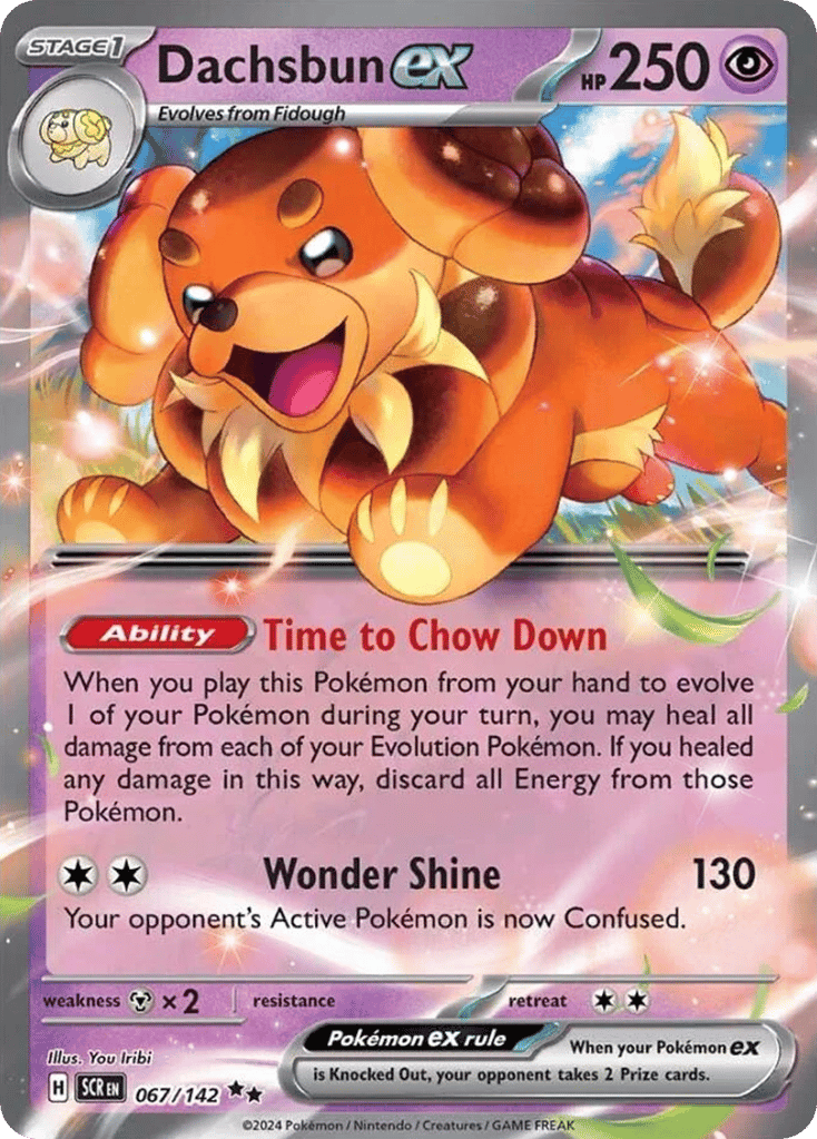Dachsbun ex – Stellar Crown 067/142 Pokémon card