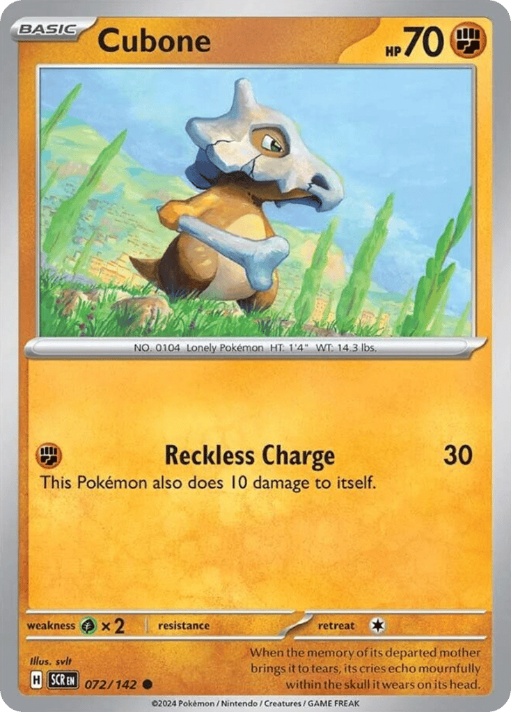 Cubone – Stellar Crown 072/142 Pokémon card