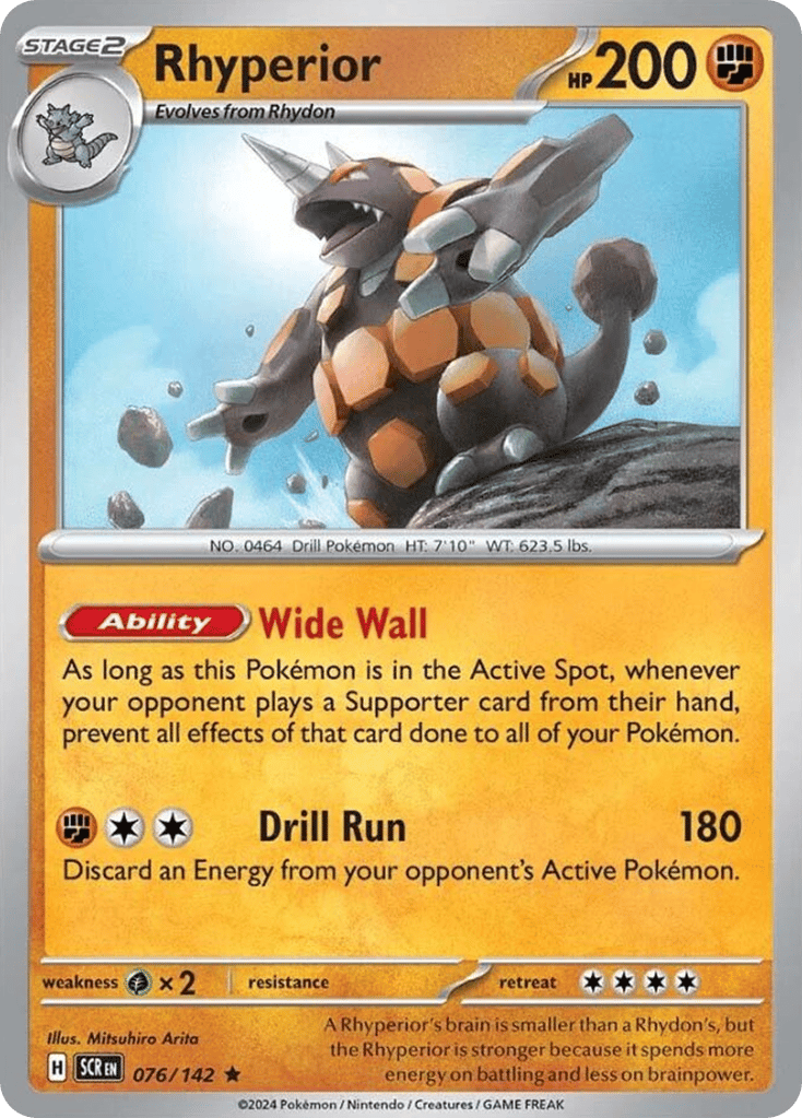 Rhyperior – Stellar Crown 076/142 Pokémon card