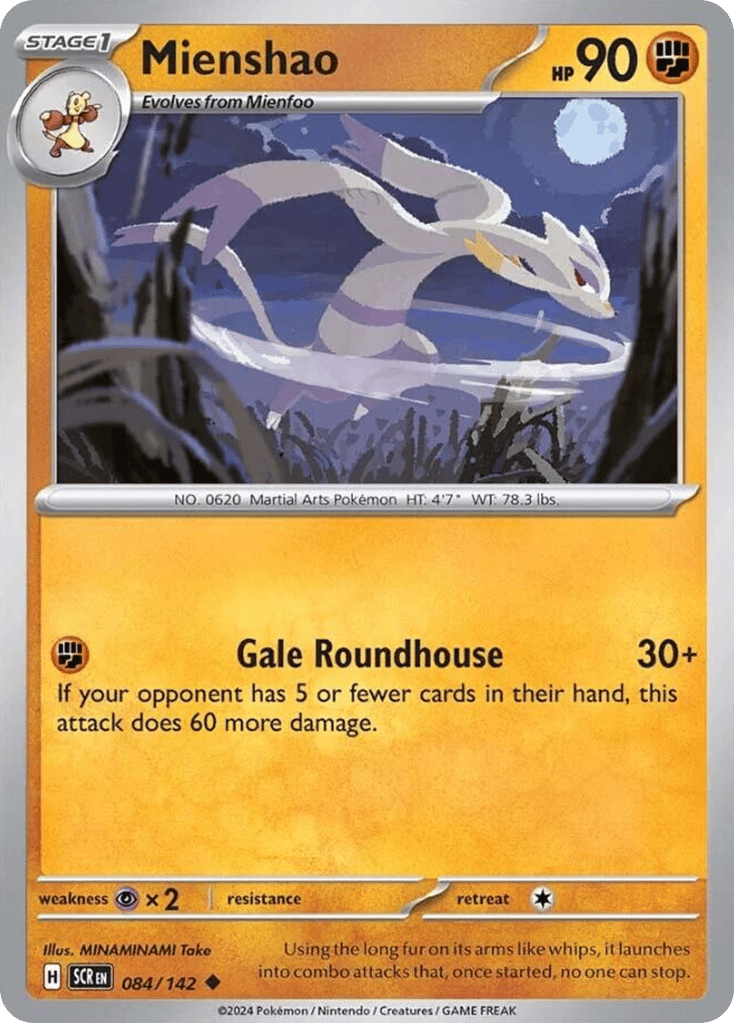 Mienshao – Stellar Crown 084/142 Pokémon card