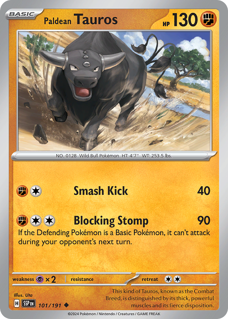 Paldean Tauros – Surging Sparks 101/191 Pokémon card