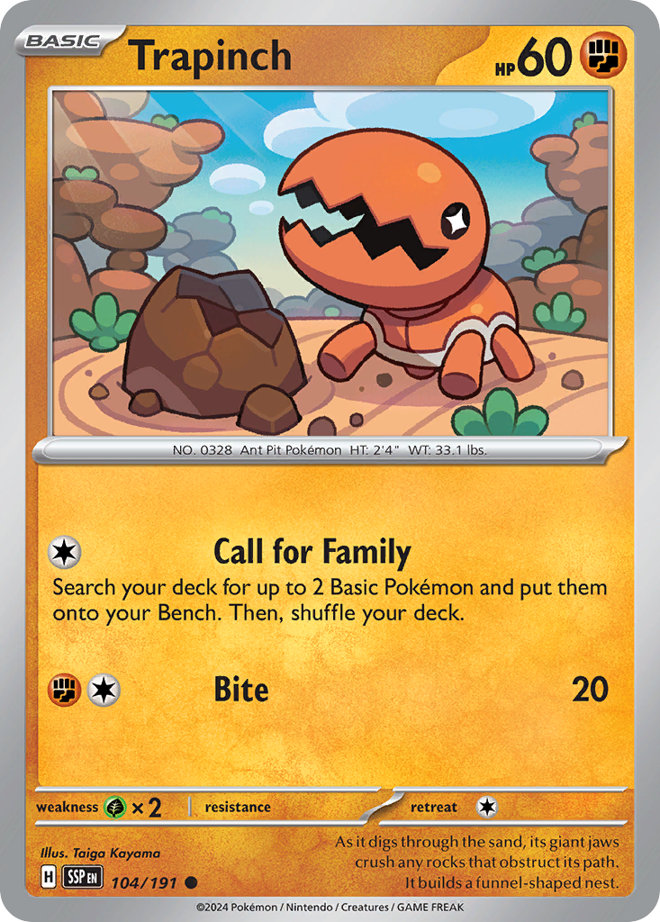 Trapinch – Surging Sparks 104/191 Pokémon card