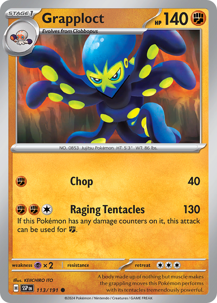 Grapploct – Surging Sparks 113/191 Pokémon card