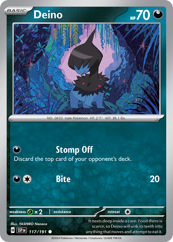 Deino – Surging Sparks 117/191 Pokémon card