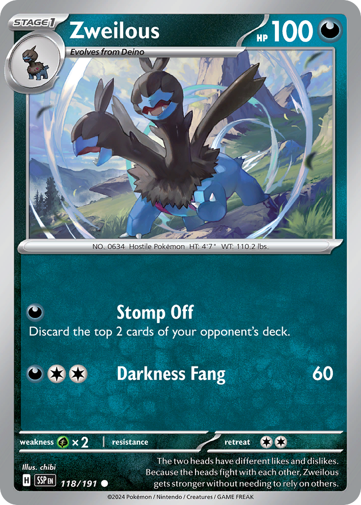 Zweilous – Surging Sparks 118/191 Pokémon card