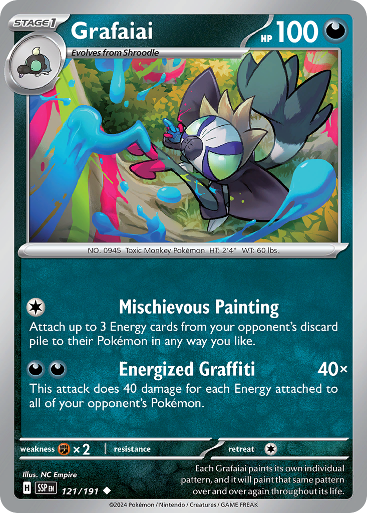 Grafaiai – Surging Sparks 121/191 Pokémon card