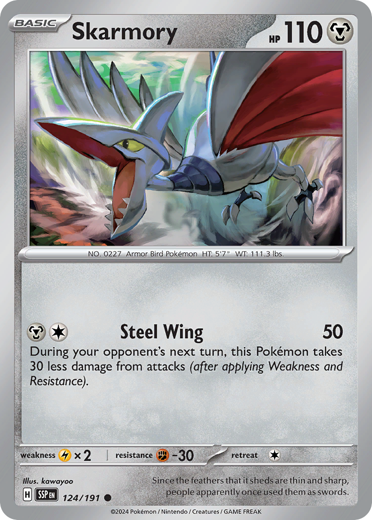 Skarmory – Surging Sparks 124/191 Pokémon card