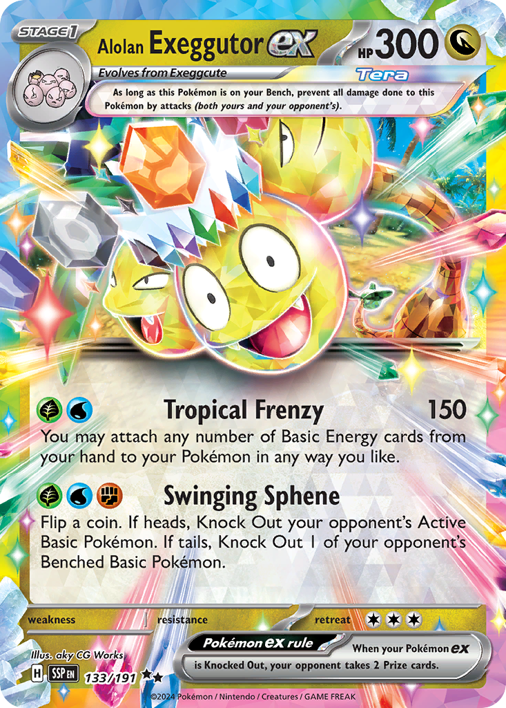 Alolan Exeggutor ex – Surging Sparks 133/191 Pokémon card
