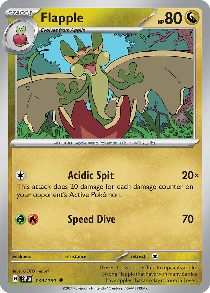 Flapple – Surging Sparks 139/191 Pokémon card