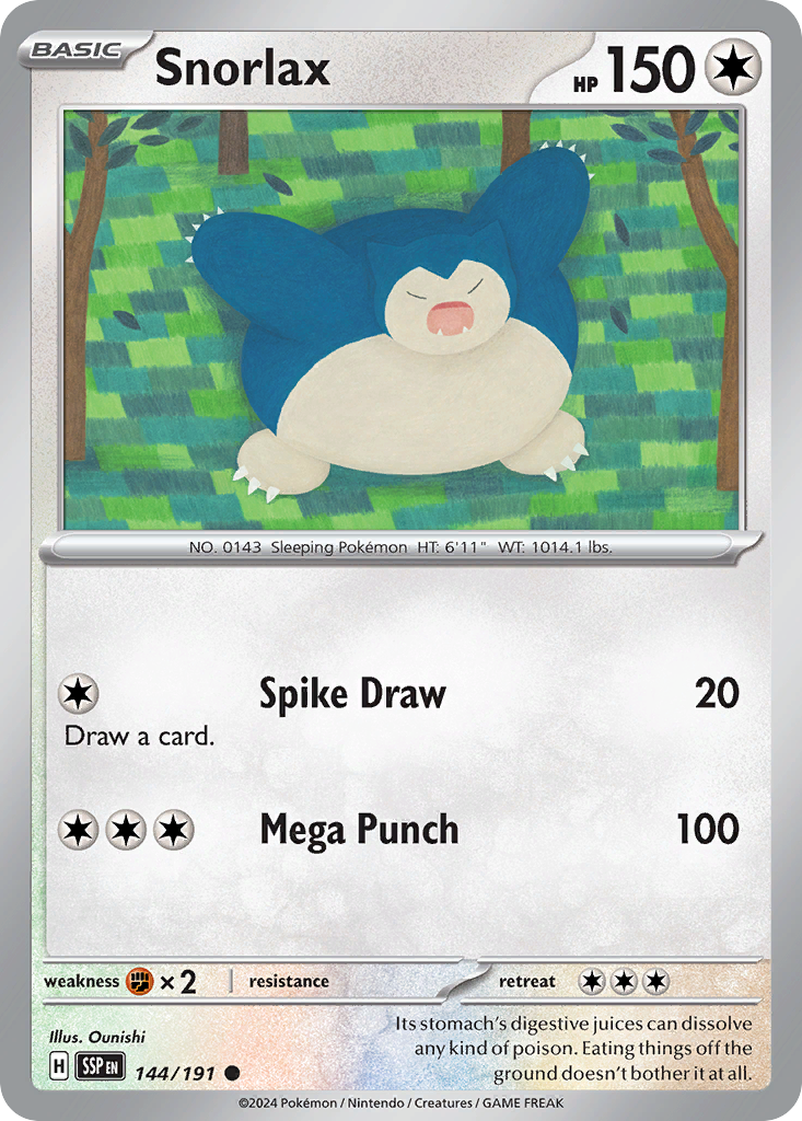 Snorlax – Surging Sparks 144/191 Pokémon card