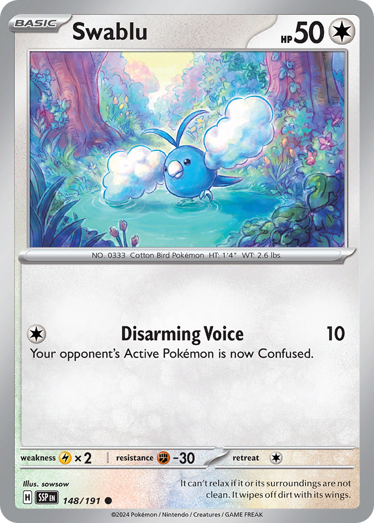 Swablu – Surging Sparks 148/191 Pokémon card
