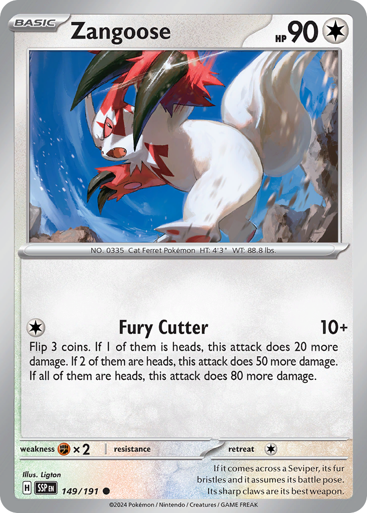 Zangoose – Surging Sparks 149/191 Pokémon card