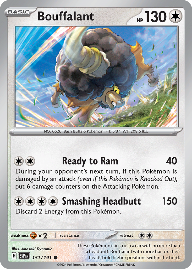 Bouffalant – Surging Sparks 151/191 Pokémon card