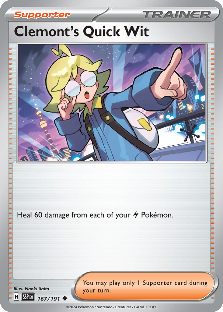 Clemont's Quick Wit – Surging Sparks 167/191 Pokémon card