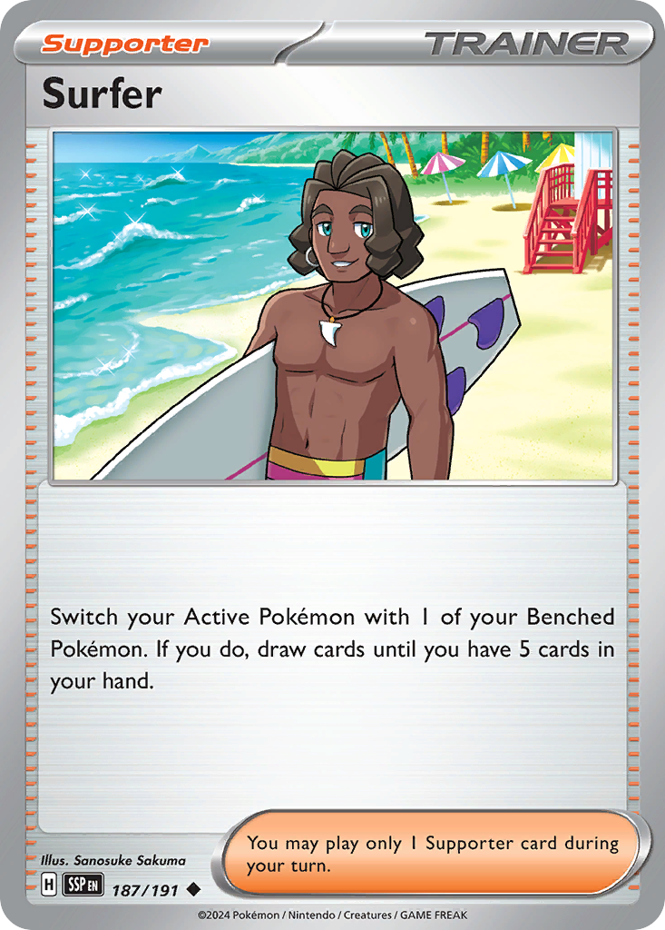 Surfer – Surging Sparks 187/191 Pokémon card
