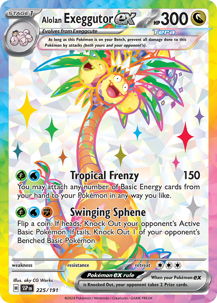 Alolan Exeggutor ex – Surging Sparks 225/191 Pokémon card