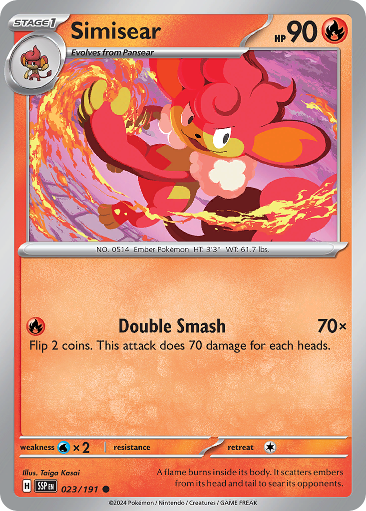 Simisear – Surging Sparks 023/191 Pokémon card