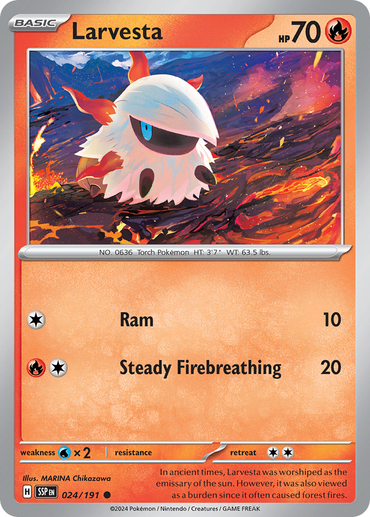 Larvesta – Surging Sparks 024/191 Pokémon card