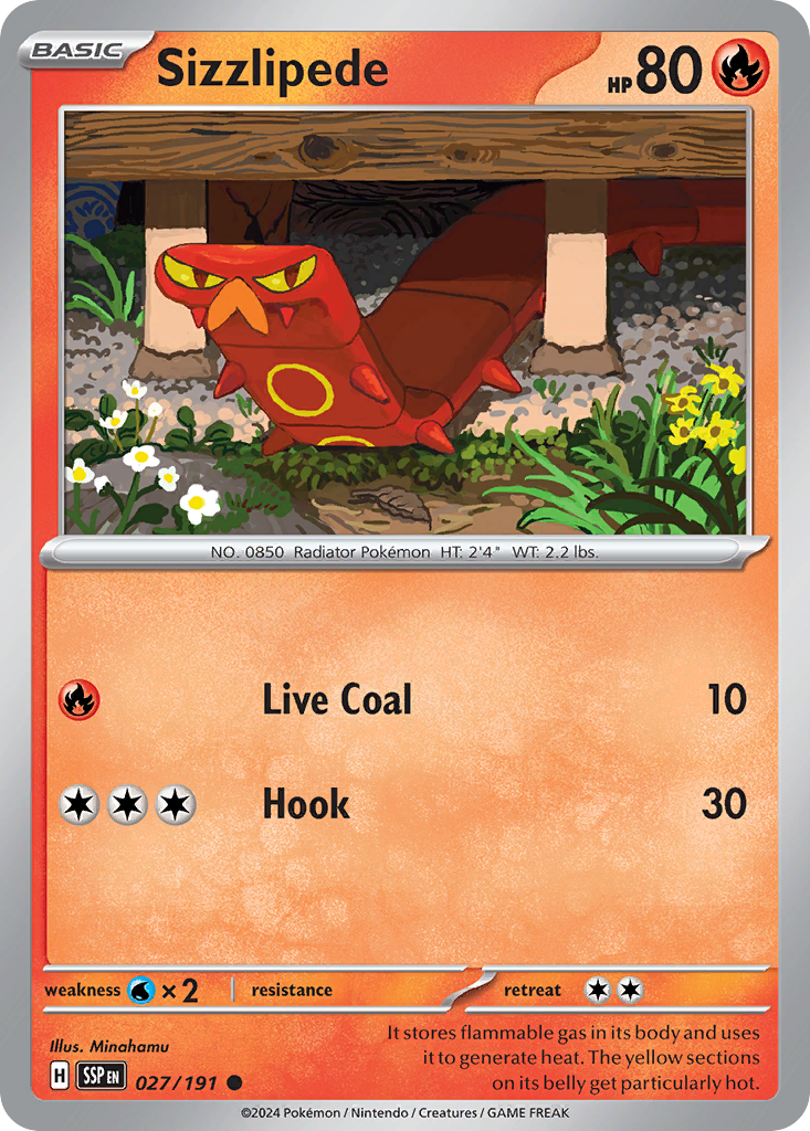 Sizzlipede – Surging Sparks 027/191 Pokémon card