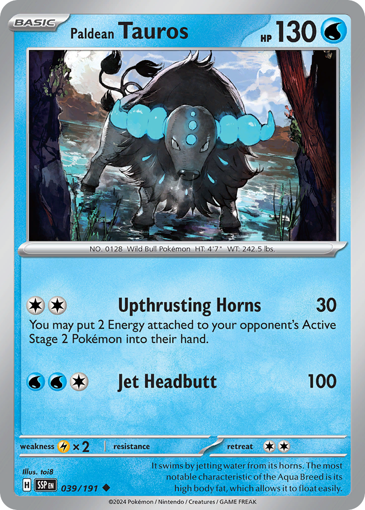 Paldean Tauros – Surging Sparks 039/191 Pokémon card