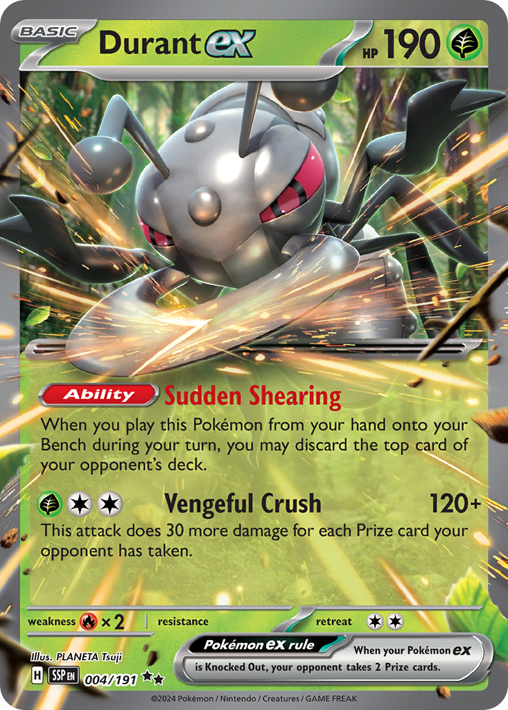 Durant ex – Surging Sparks 004/191 Pokémon card