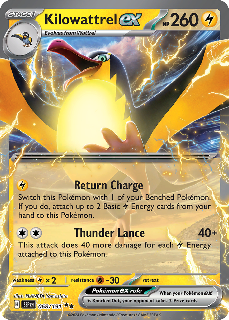 Kilowattrel ex – Surging Sparks 068/191 Pokémon card