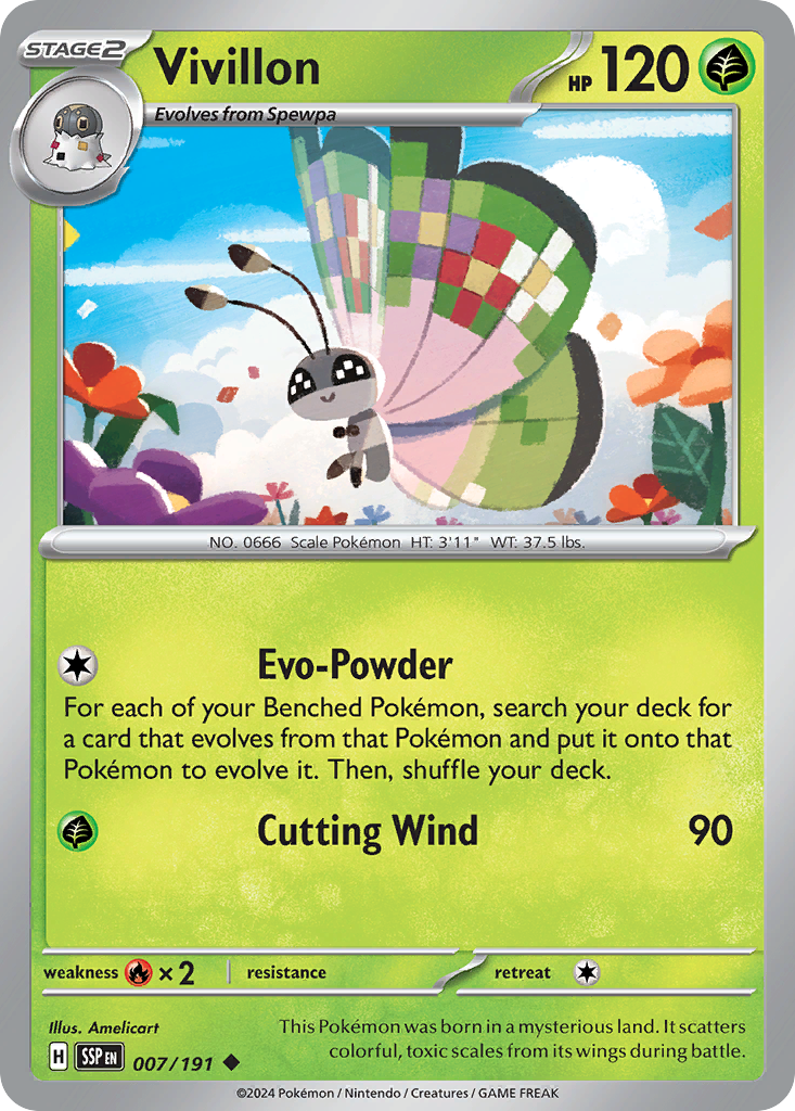 Vivillon – Surging Sparks 007/191 Pokémon card
