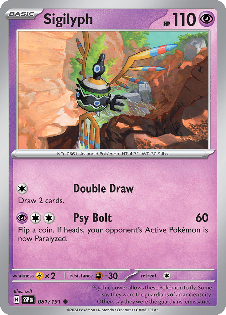 Sigilyph – Surging Sparks 081/191 Pokémon card