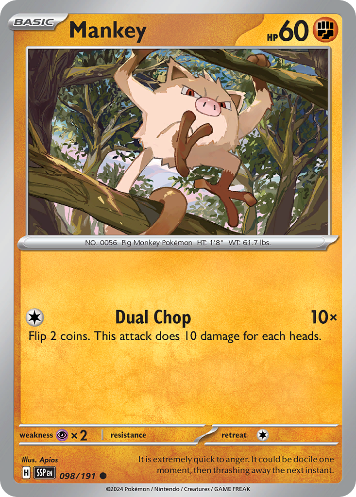 Mankey – Surging Sparks 098/191 Pokémon card