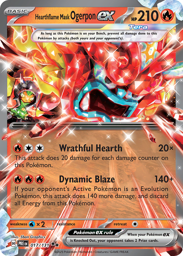 Hearthflame Mask Ogerpon ex – Prismatic Evolutions 017/131 Pokémon card