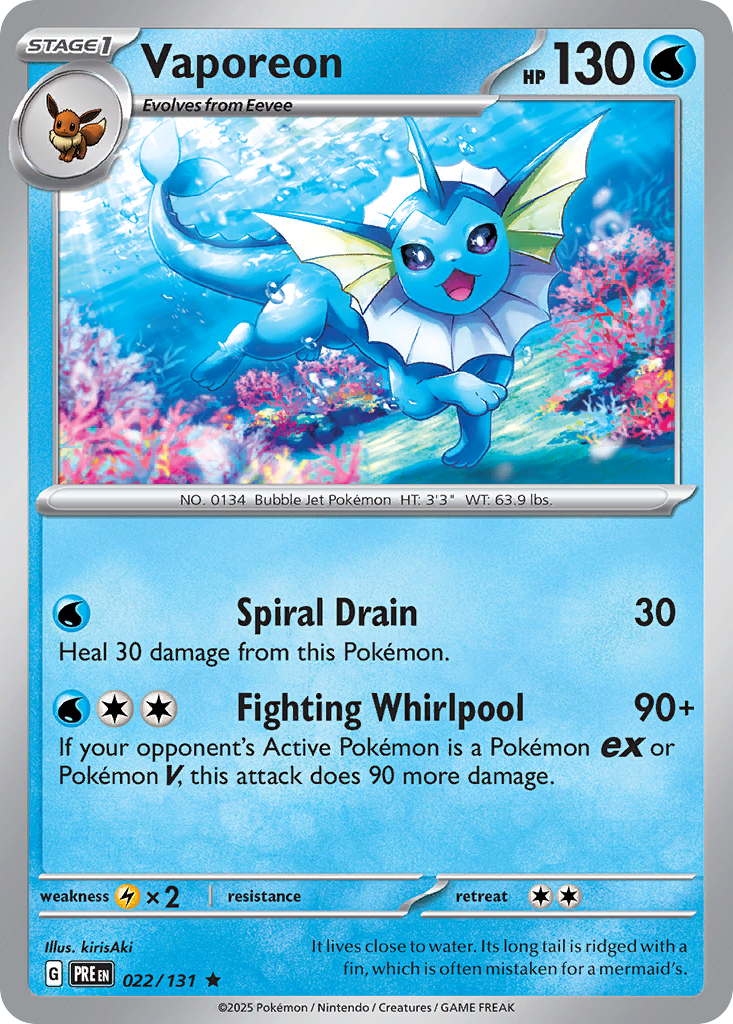 Vaporeon – Prismatic Evolutions 022/131 Pokémon card