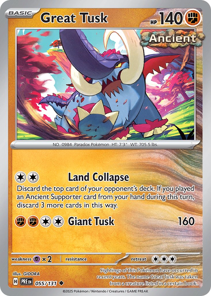 Great Tusk – Prismatic Evolutions 055/131 Pokémon card