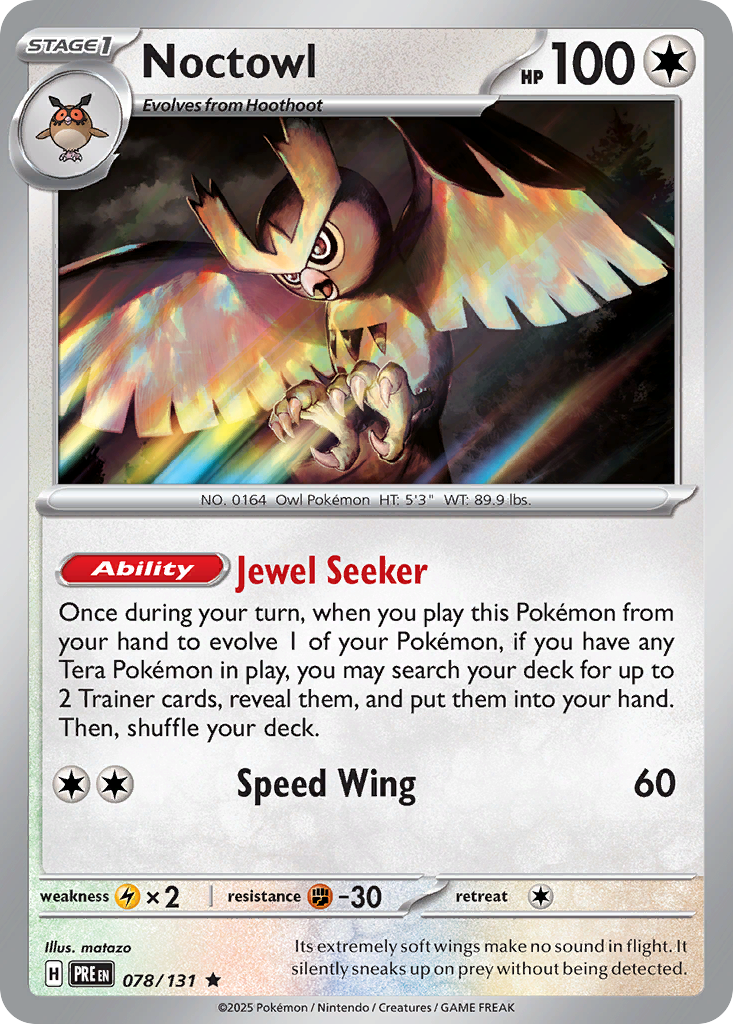 Noctowl – Prismatic Evolutions 078/131 Pokémon card