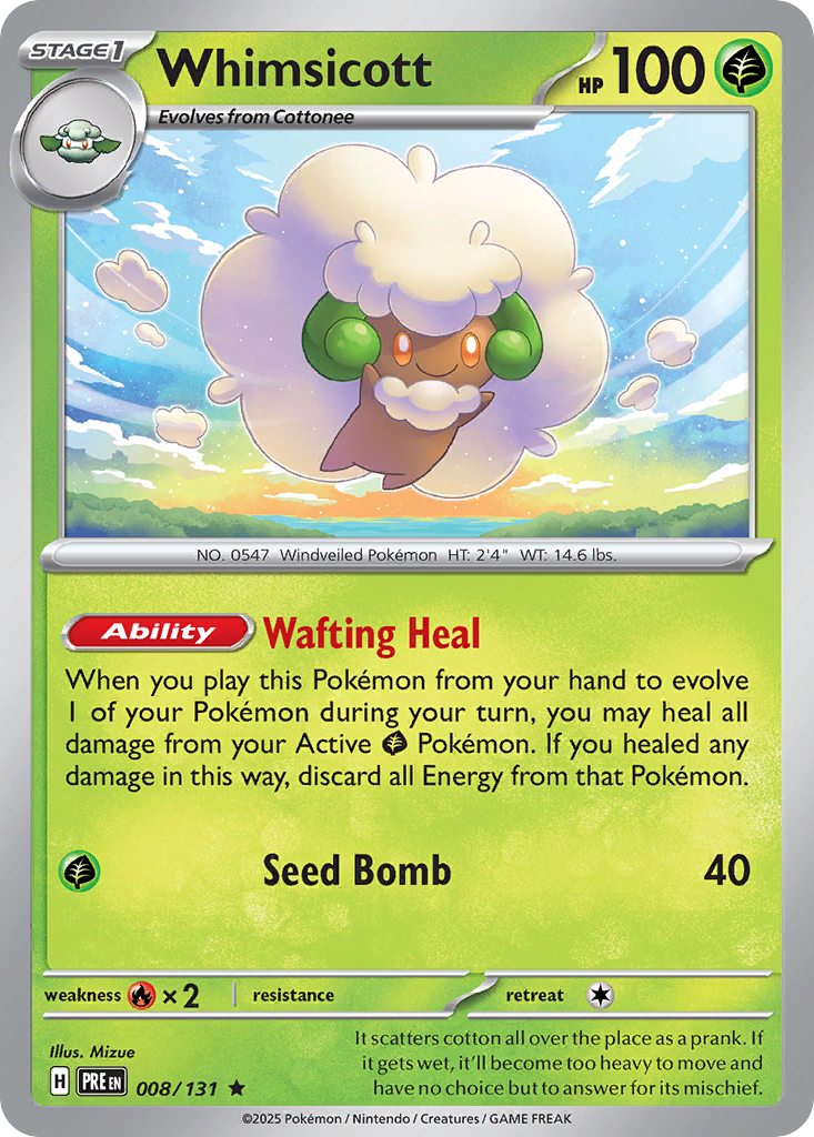 Whimsicott – Prismatic Evolutions 008/131 Pokémon card