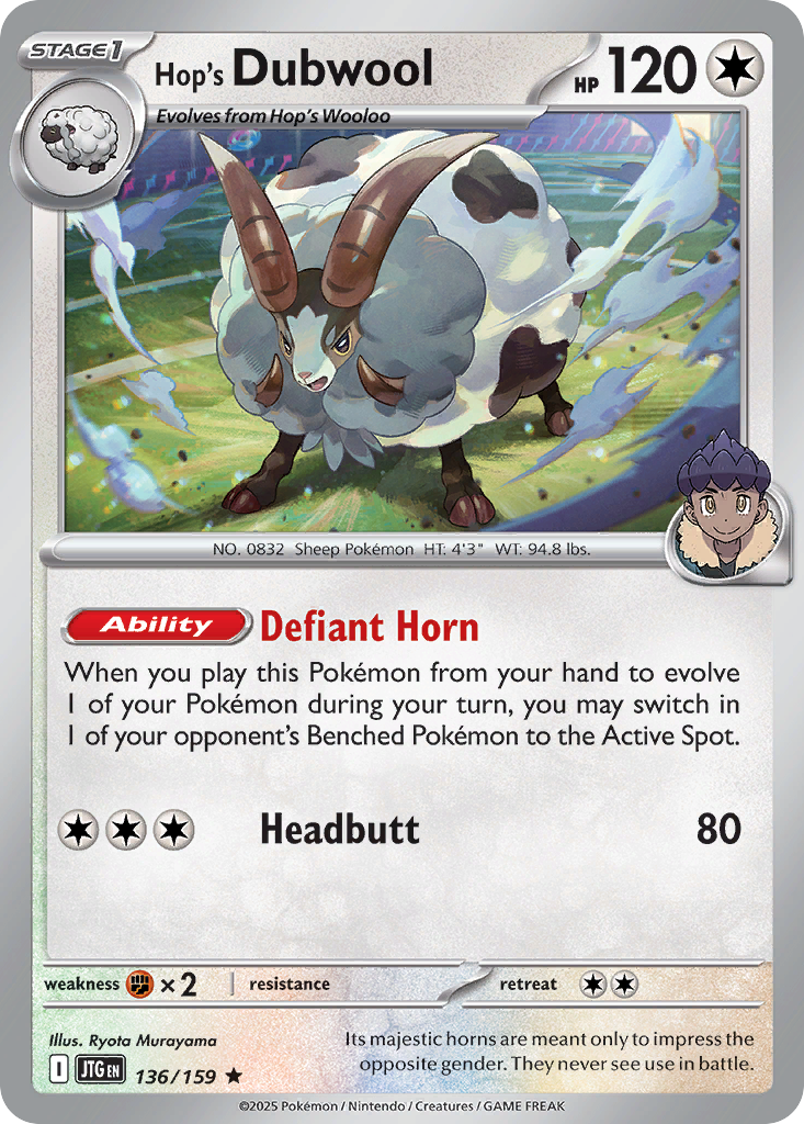 Hop's Dubwool – Journey Together 136/159 Pokémon card
