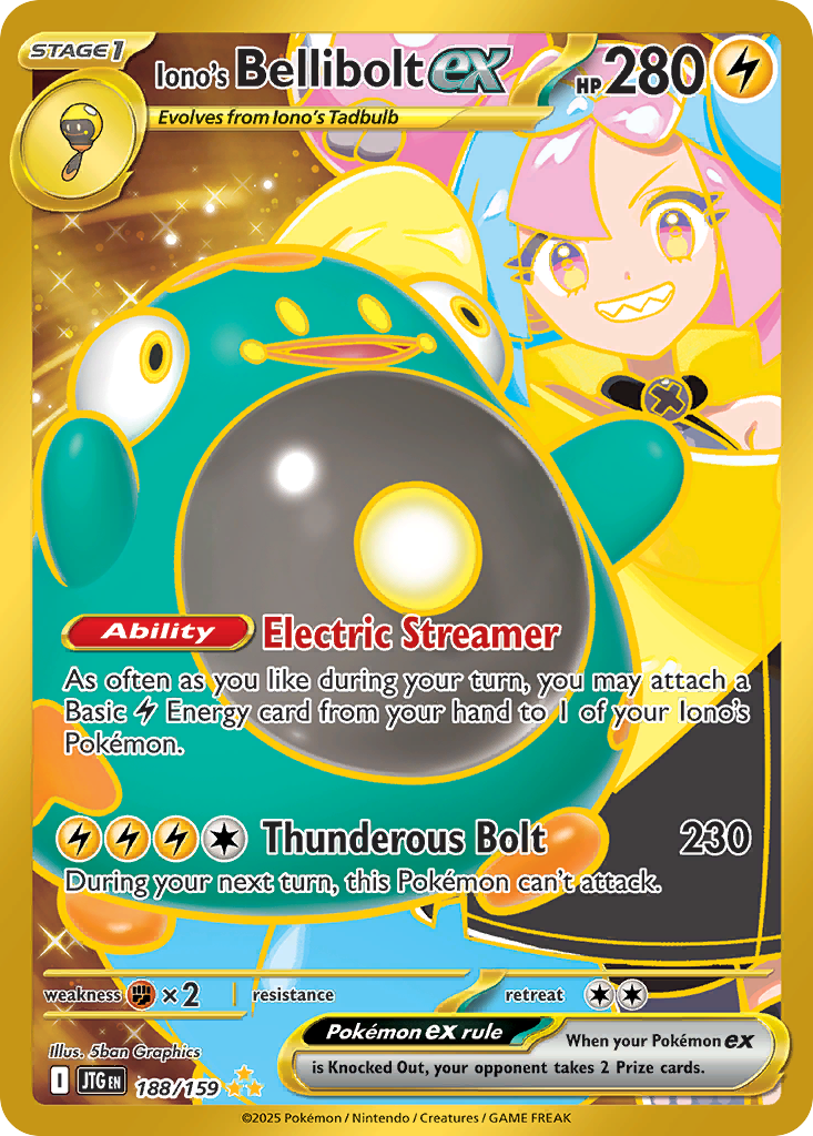 Iono's Bellibolt ex – Journey Together 188/159 Pokémon card