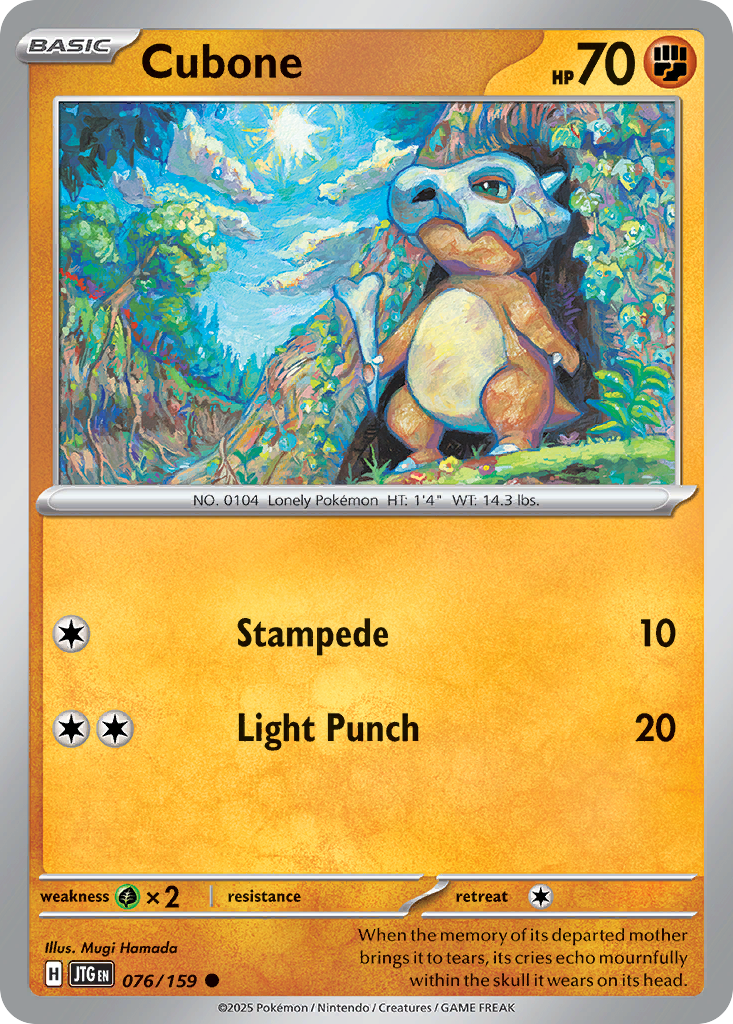 Cubone – Journey Together 076/159 Pokémon card