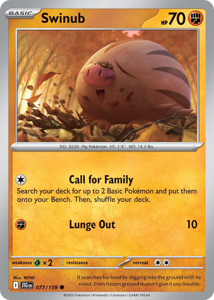 Swinub – Journey Together 077/159 Pokémon card