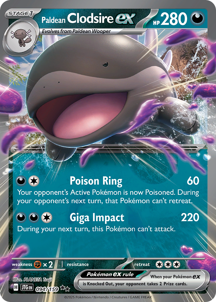 Paldean Clodsire ex – Journey Together 094/159 Pokémon card